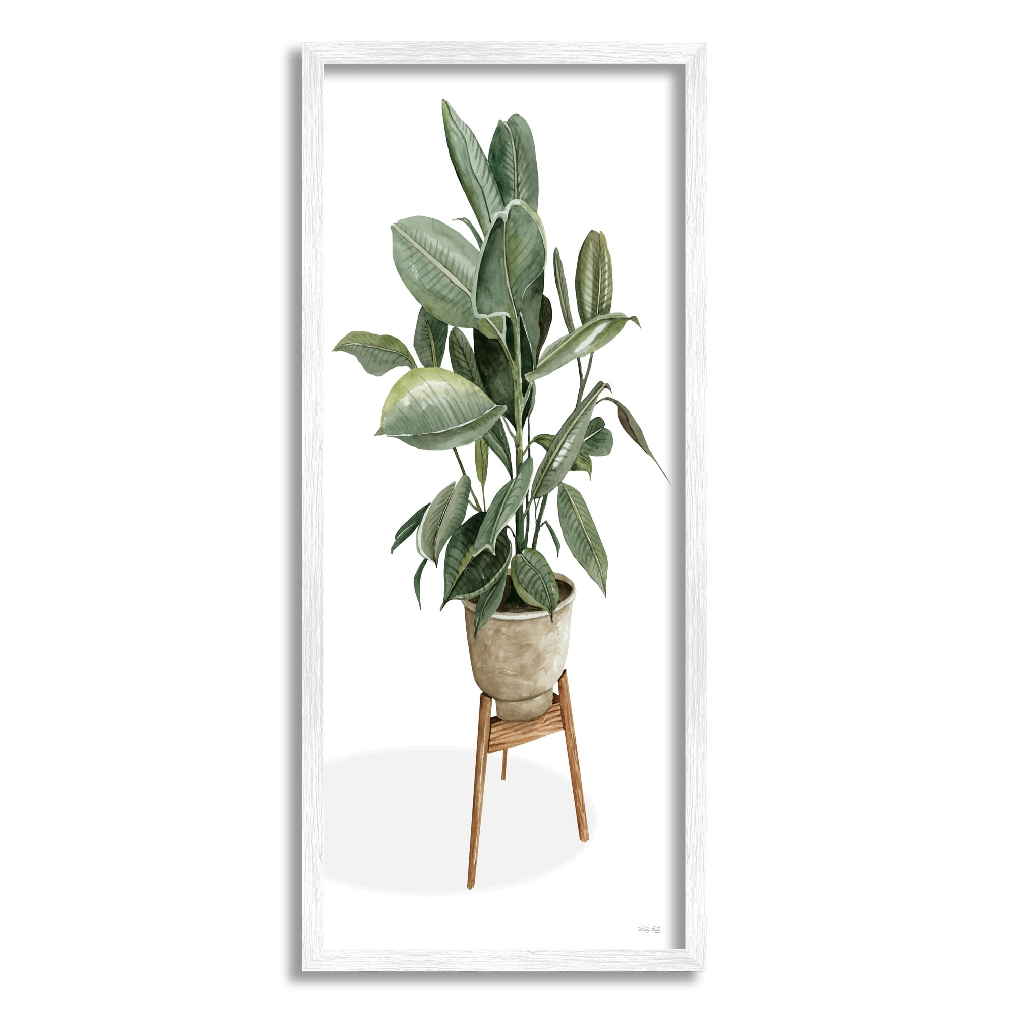Stupell Industries Lush Green Potted House Plant Round Leaves Painting White Framed Art Print Wall Art, Design by Cindy Jacobs