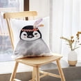 thumbnail image 3 of LALILO Throw Pillow Covers Watercolor Penguin Portrait Cute Boho With Feathers Nursery With Animals And Animal Set of 2 Square 18 x 18 Inch Pillowcase, 3 of 5