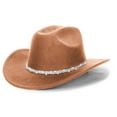 thumbnail image 3 of Sun Hats for Men and Women Western Cowboy Top Hat with Rhinestone Stylish Woolen Headwear for Outdoor Activities, 3 of 4