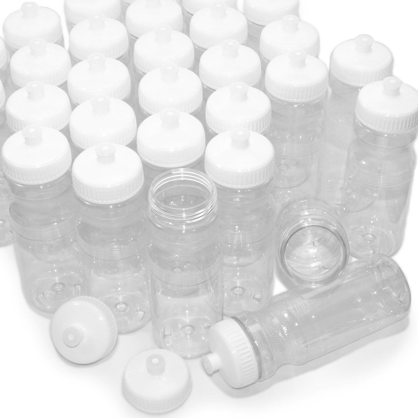 Rolling Sands BPA-Free 24 Ounce Clear with Orange Water Bottles, Bulk 30 Pack, Made in USA