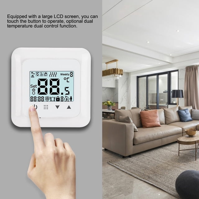 Thermostat Numérique, Régulateur de Température à Fonction d'Étalonnage Stable, Installation Facile de Systèmes de Chauffage Électrique pour Chauffage au Sol de Type Normal