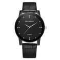thumbnail image 1 of Reloj de cuarzo de negocios con escala de diamantes de imitación para hombres y mujeres, correa de cuero de PU negra T227-A (negro, L), 1 of 2