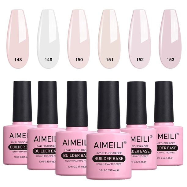 Esmalte de uñas en gel AIMEILI Builder Base, color transparente, 6 x 10 ml