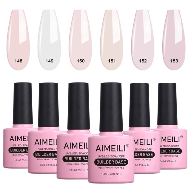 Esmalte de uñas en gel AIMEILI Builder Base, color transparente, 6 x 10 ml