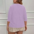 thumbnail image 2 of Summer Cardigans for Women Lightweight Plus Size Open Front Elbow Length Sleeve V Neck Comfy Bolero Solid Color Coat Tops Casual Shrugs for Women Dresses Purple XL, 2 of 7