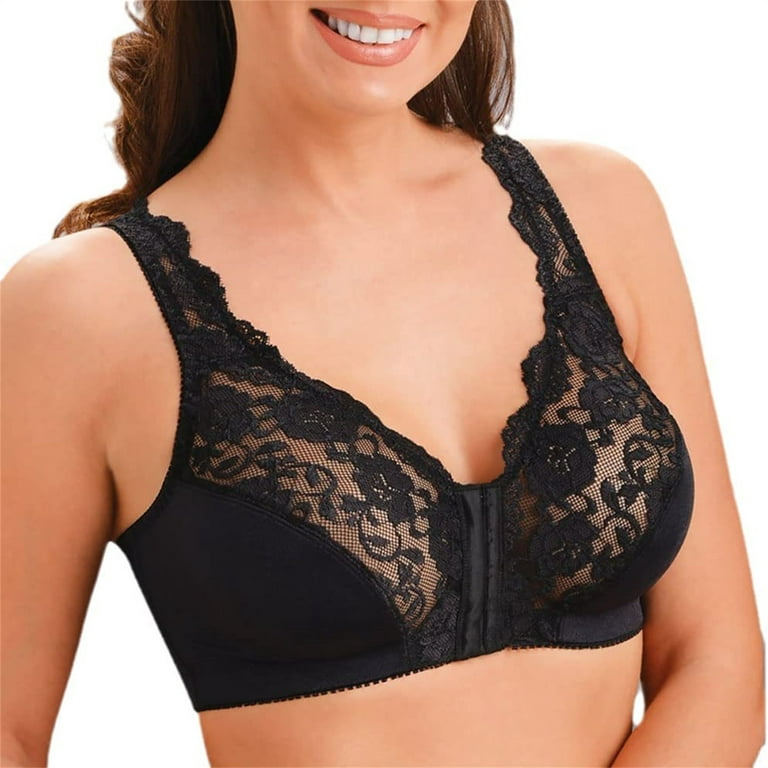 Kddylitq Cotton Bras For Women Wirefree Padded Wireless Bralette Super Push  Up Bra Adjustable Comfortable Buckle Supportive Bras Eyelash Lace Placed  Smoothing Push Up Black Small 