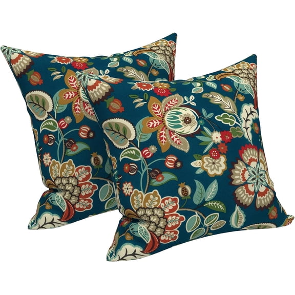 Outdoor Pillow Covers ONLY, Square Throw Pillow Covers, Modern Cushion Cases for Sofa Patio Couch Decoration 18 x 18 Inch, Pack of 2, Peacock Blue