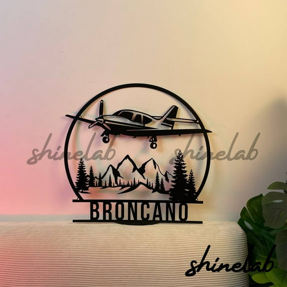 Shinelab Airplane LED Wall Art, Custom Pilot Room Metal Sign, Travelling Home Decor 9473