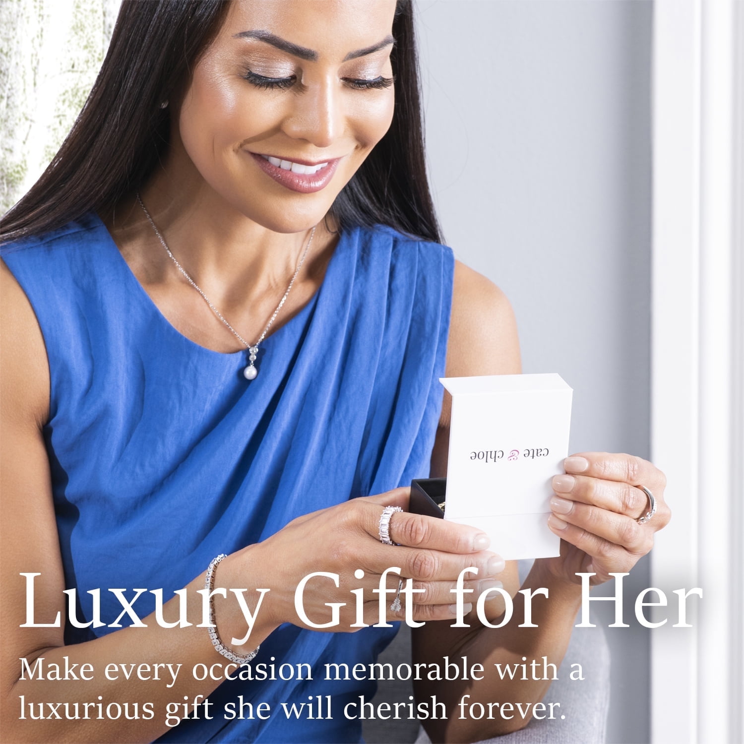 Cate & Chloe Serena 18k White Gold Plated 22mm Hoop Earrings for Women, Gift for Her