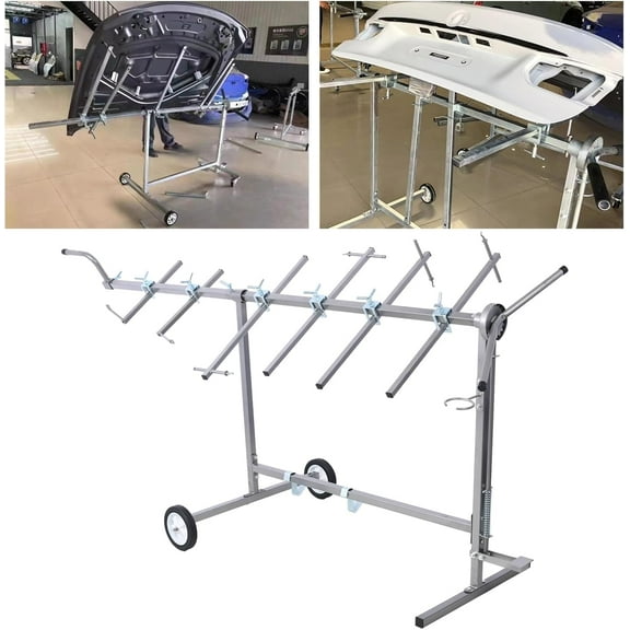 Auto Body Paint Stand 6 Racks, 360° Rotatable Car Body Paint Rack Panel Tree Panel Holder, Universal Rotating Parts Working Stand for Automotive Bumpers Fenders Doors Hoods Works