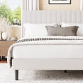 thumbnail image 3 of Frostbloom King Size Platform Bed Frame with Velvet Upholstered Headboard, Off-white, 3 of 9