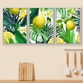 thumbnail image 2 of wall26 - 3 Piece Framed Canvas Wall Art - Vector - Seamless Pattern of Lemon, Flowers and Tropical Leaves on a White Background. - Modern Home Art Stretched and Framed Ready to Hang - 16"x24&quo, 2 of 5