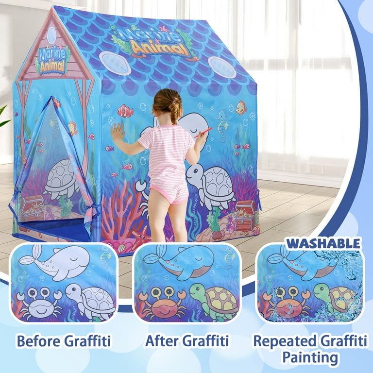 Super Joy DIY Marine Animal Playhouse Tent for Kids, Washable DIY