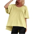 thumbnail image 1 of Timegard Summer Top for Women Round Neck Short Sleeve Oversized Loose Solid Color Casual Tee Blouse, 1 of 8