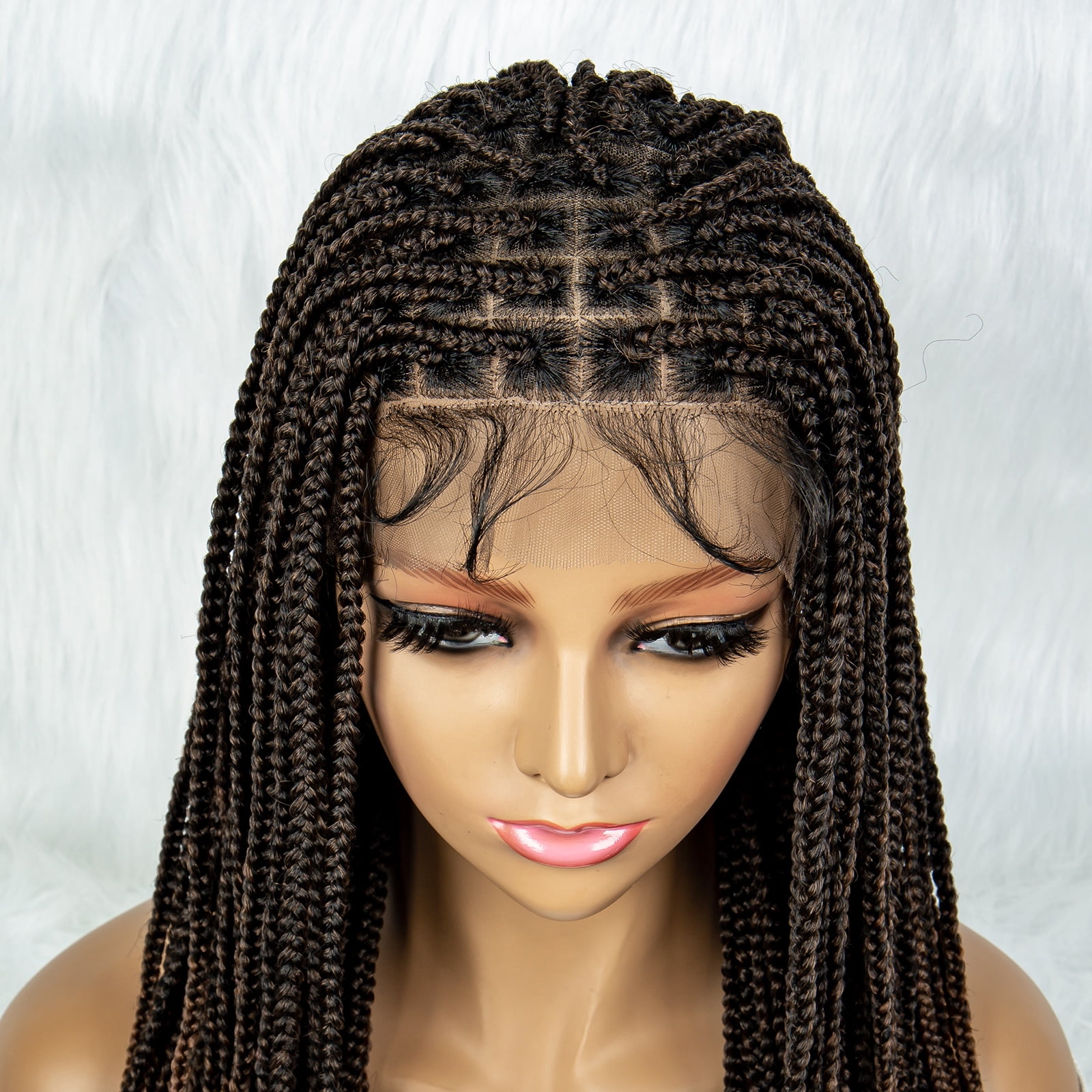 Braided Wigs for Black Women Synthetic Full Lace Front Wigs Square Knotless Box Braided Wigs Lightweight Cornrow Braid Braiding Hair Wigs (1B/30 Color)