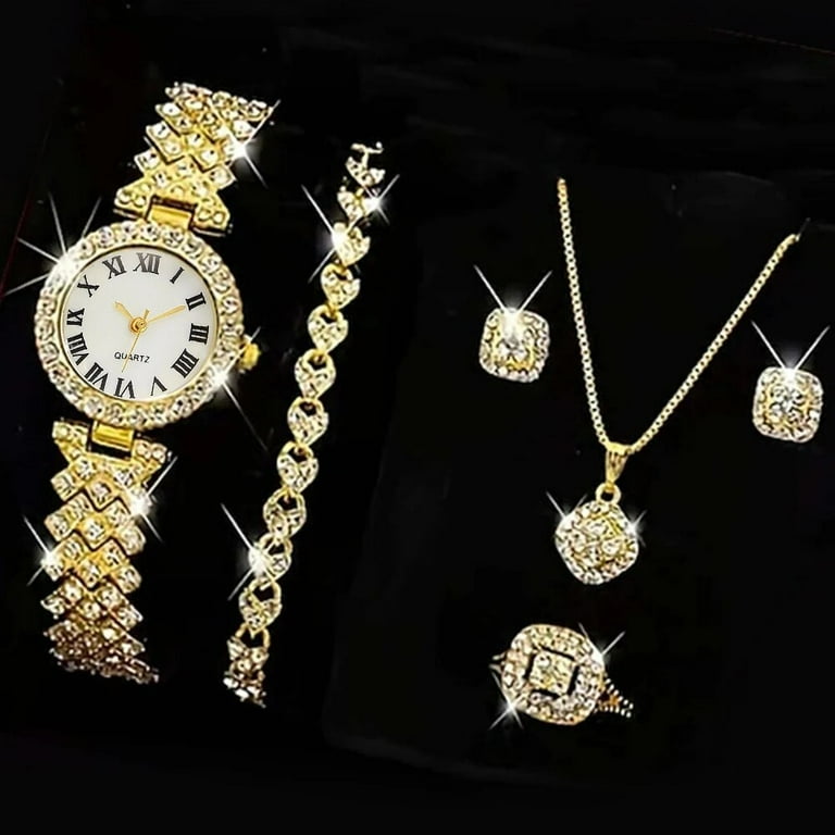 Watch necklace and earring set discount