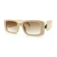 thumbnail image 5 of Womens Luxury Narrow Rectangle Designer Plastic Thick Arm Sunglasses Ivory - Brown, 5 of 8