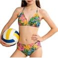 thumbnail image 2 of Cowsor 8-13 Years Girls Two Piece Swimsuit Set with Chest Pad Floral Print Skirted Bathing Suit Modest Swimwear for Summer Beach Hot Spring, 2 of 7
