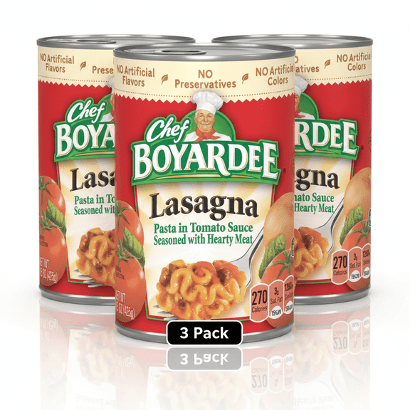 Chef Boyardee Lasagna in Tomato Sauce Seasoned with Meat, Ready-to-Eat Meal, 15 oz. Can (3-Pack Combo) – Ready-to-Eat Italian Classic