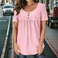 thumbnail image 3 of Ounisa Womens Summer Short Sleeve Tops Solid Casual Crochet Eyelet Shirts Dressy Blouses for Business & Casual Wear, 3 of 7