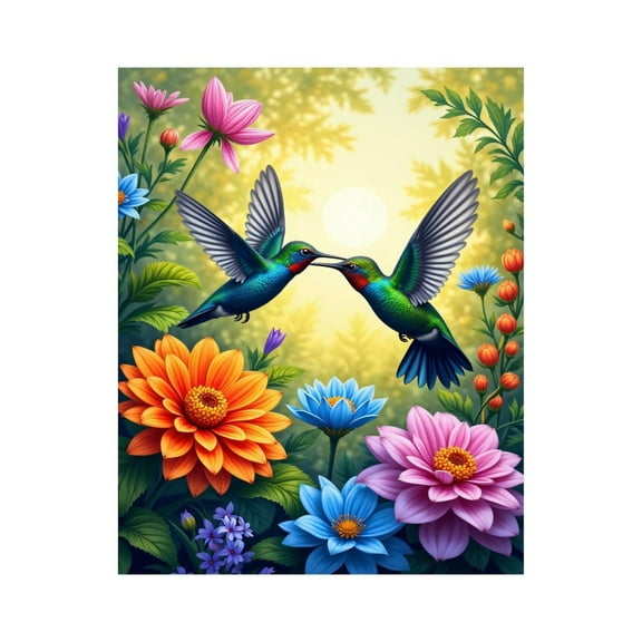 Paint by Numbers Kit for Adults, Hummingbirds Sunset Floral Paint by Numbers, Easy Paint by Numbers Kit for Adults Beginner, DIY Adult Paint by Number Kits on Canvas, Home Decor
