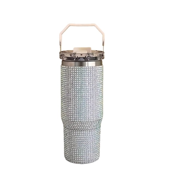 VELTA 30oz Silver Tumbler, Vacuum Insulated Stainless Steel Water Bottle with Straw