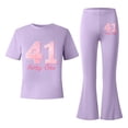 thumbnail image 4 of CAIVO Child Girls Casual Fashion Outfit Sets Bowknot O-Neck Short Sleeve T-Shirts Tops And Long Pants Playwear Comfy Daily Wear Toddler Kids Two Piece Classic Clothes Sets, 4 of 5