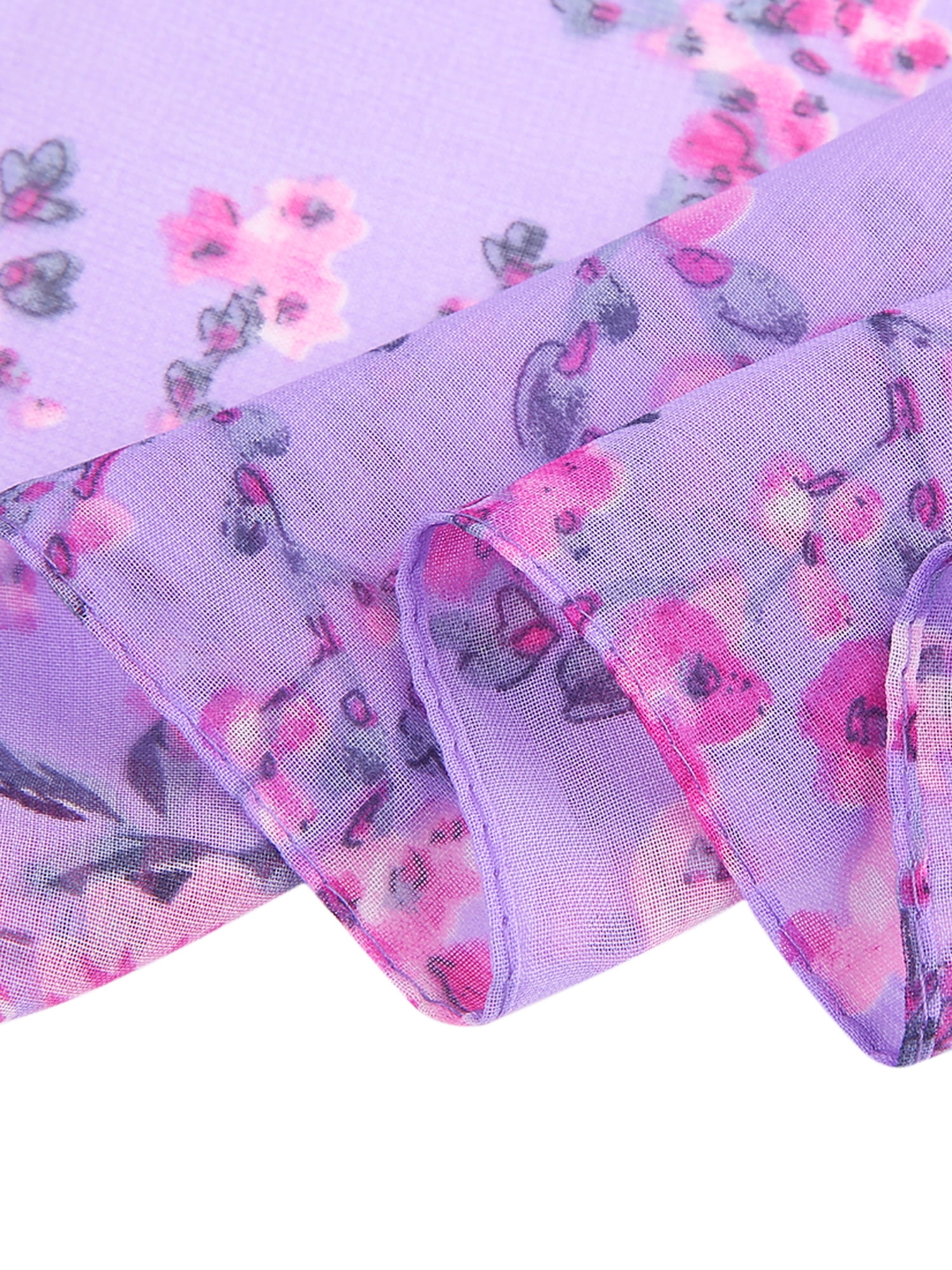 Unique Bargains Long Chiffon Shawls Beach Scarf Silk Scarf Floral Print Scarves for Women