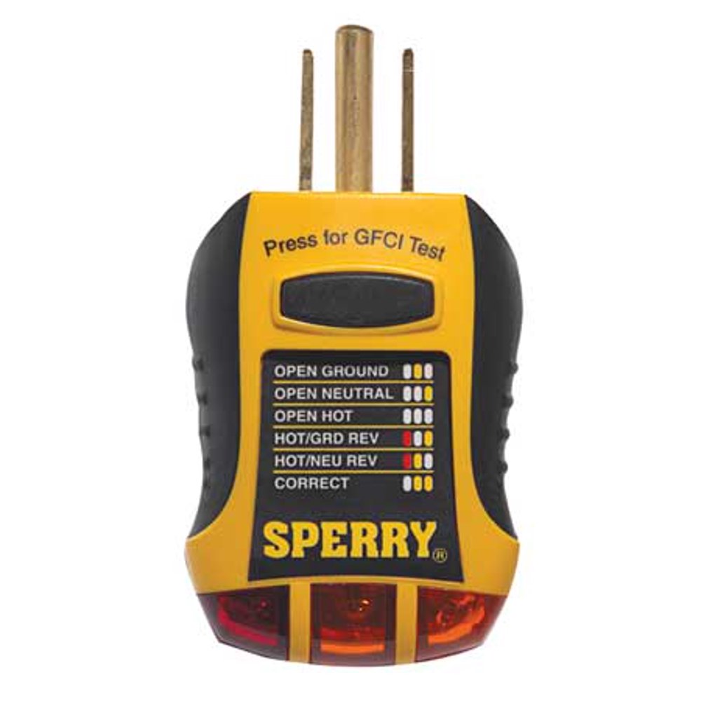 Sperry Instruments GFI6302 Receptacle Tester, Test 3Wire and GFCI