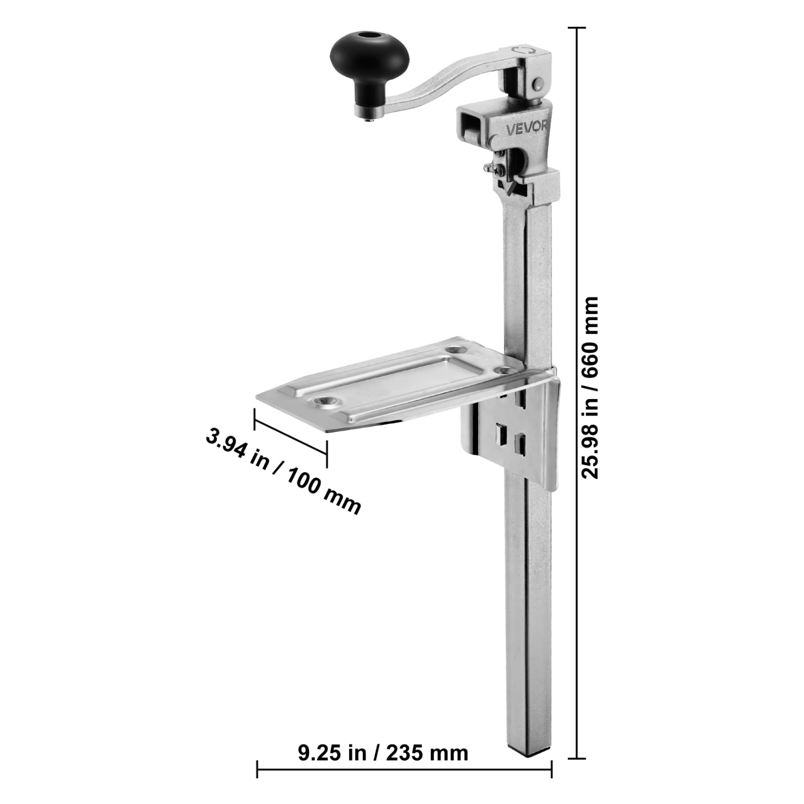VEVOR Commercial Can Opener, Heavy-Duty Manual Tabletop Cans Opener for Cans Up to 11.8 in Height, Height-Adjustable Professional Can Openers Fixed with Screws, for Restaurant, Hotel, and Food Store