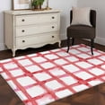 thumbnail image 3 of Area Rugs 2.7'x5', Red Buffalo Plaid Carpet for Living Room Bedroom Dining Room, Farmhouse Check Stripes Retro Geometric Throw Kitchen Rugs Non Slip Washable Rectangle Indoor Outdoor Rugs, 3 of 8