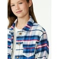 thumbnail image 3 of Free Assembly Girls Long Sleeve Oversized Flannel Shacket, Sizes 4-18, 3 of 5