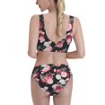 thumbnail image 3 of Picia Rose Flowers Women's High Waisted Bikini Scoop Neck Swimsuit Two Pieces Bathing Suit-Medium, 3 of 8