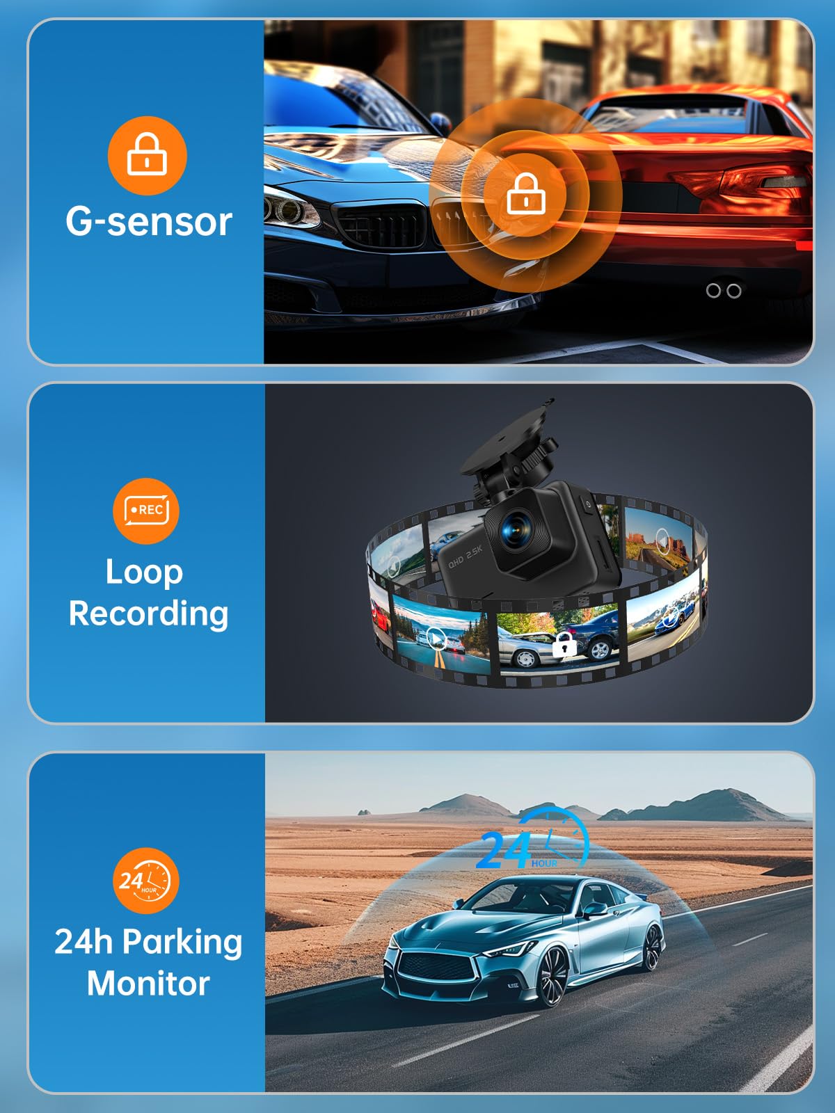Soifcik Dual Dash Cam 2.5K Front 1080P Rear photo 2
