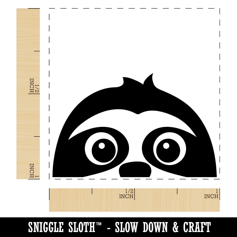 Peeking Sloth Self-Inking Rubber Stamp Ink Stamper - Brown Ink - Small 1 Inch