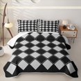 thumbnail image 2 of Erosebridal Simple Abstract Twin Quilt Set for Boys Girls, Black Gray Rhombus Twin Coverlet Set, 2 Pieces, 2 of 7