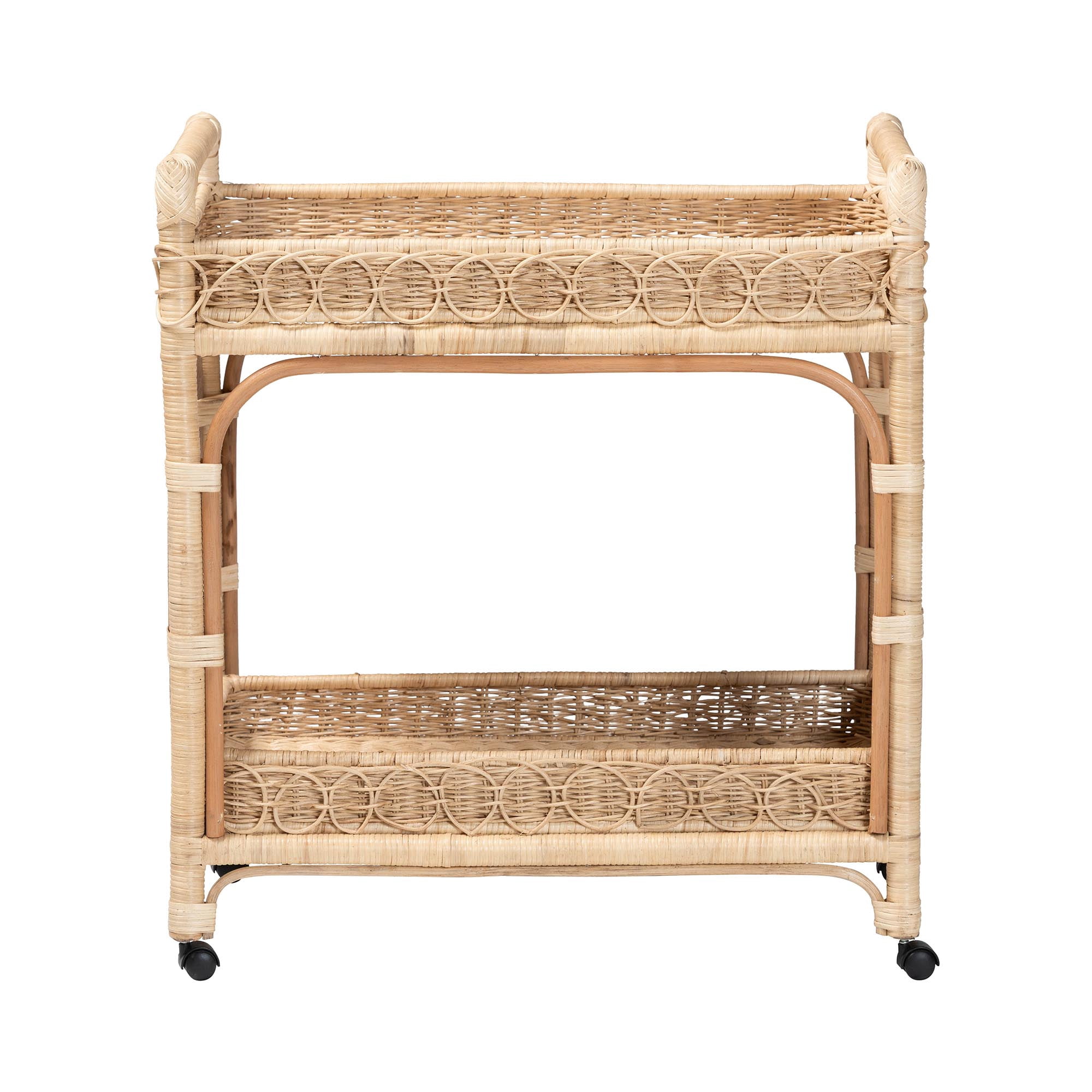 bali & pari Carole Boho Kitchen Cart, 2-Tier, Natural Rattan
