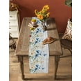 thumbnail image 5 of ERUNPONLY Spring Floral Table Runner - 48 Inch Long Weeping Blue Botanical Summer Vintage Cotton and Linen Blended Dress Scarves Farmhouse Table Runner for Kitchen Dining, Coffee Table, 13"x48", 5 of 8
