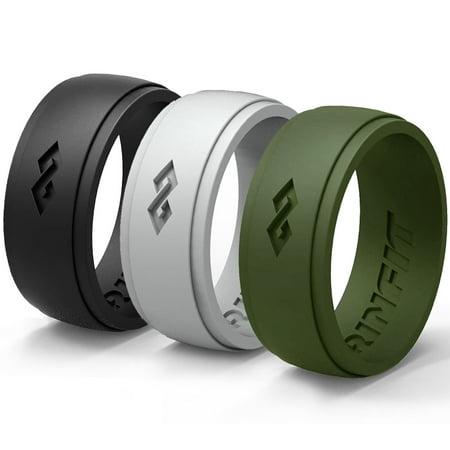 Silicone Wedding Ring | Silicon Band For Men by RINFIT - 3 Rings Pack- Silicone Rubber