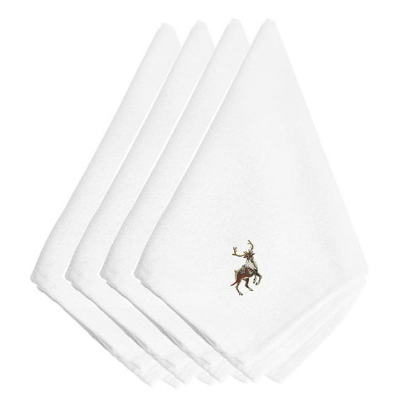Christmas Reindeer Embroidered Napkins Set of 4
