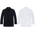 thumbnail image 2 of Naiovety Delantal de cocina de poliéster uniforme de Chef con doble botonadura y bolsillos delanteros absorbentes de humedad de estilo Simple Blanco 3XL, 2 of 6