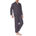 thumbnail image 2 of Picia Bat Purple Pattern Men’s Long-Sleeve Sleepwear Set - Soft 2-Piece Loungewear with Pockets, Comfy PJs for Relaxing Nights-Large, 2 of 7