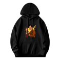 thumbnail image 3 of Women's Long Sleeve Hoodie Pullover Sweatshirt with Cartoon Design: Smiling Man & on Yellow Background Pockets Included, 3 of 7