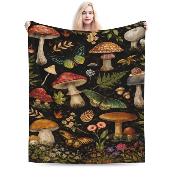 Mushroom Blanket Gifts for Women Soft Cozy Fleece Flannel Mushroom Throw Blanket All-Season for Sofa Couch Cottagecore Room Decor Blankets for Adults Teen 50x40