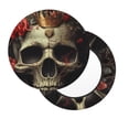 thumbnail image 2 of Balery Classical Rose Crown Skull Fundas de asiento para taburete de bar redondo de tela de terciopelo ajustables que protegen de arañazos y manchas para sillas de 14 a 17 pulgadas.-14 inch, 2 of 7