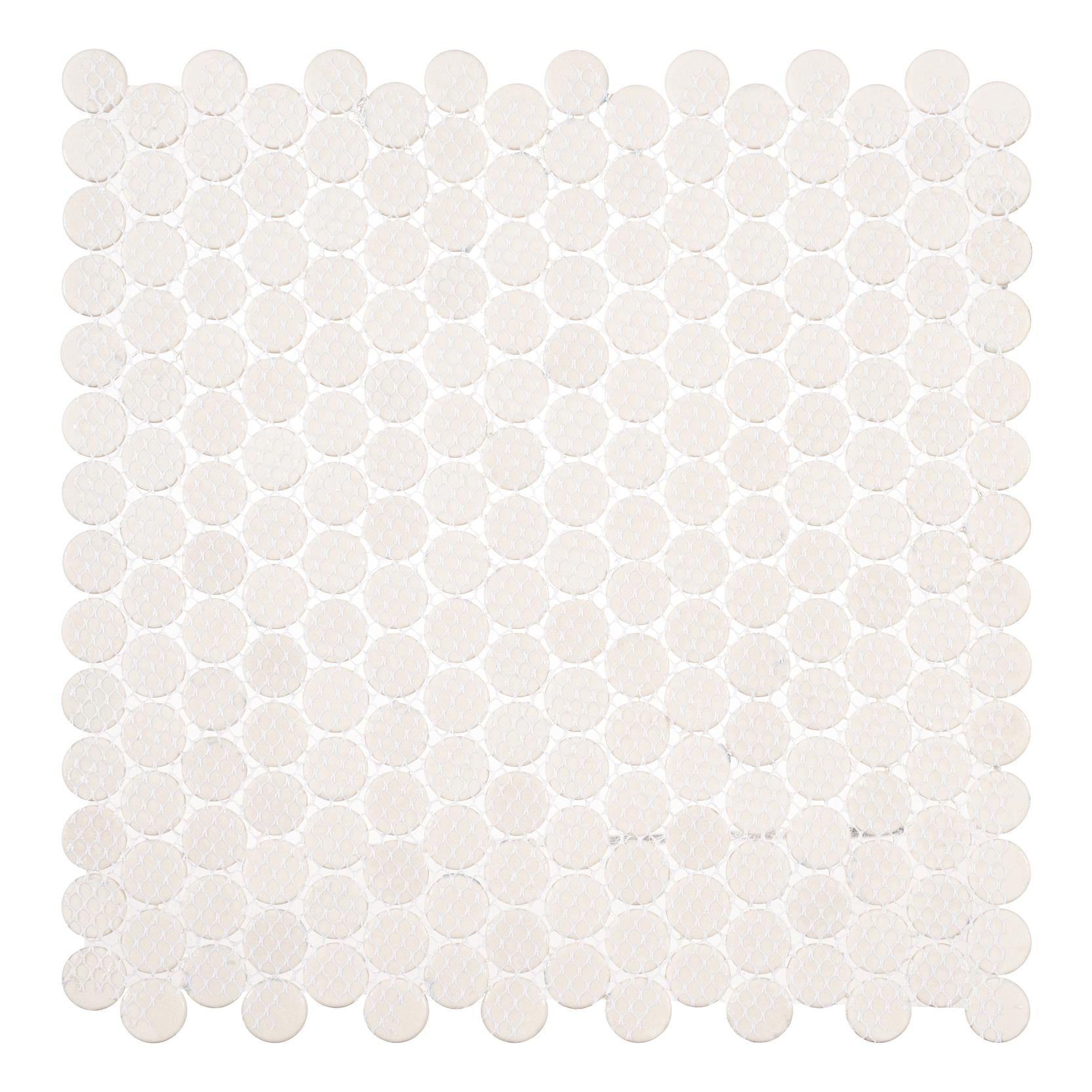 Pixie Wave Blue 3/4-in Penny Round Fabric Look Matte Glass Mosaic Wall and Floor Tile
