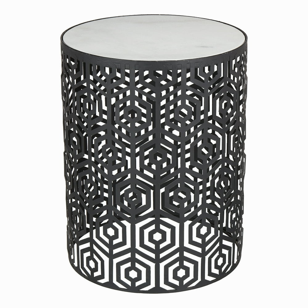 Mainstays Lanessa Round Metal Patio Side Table with Marble Top