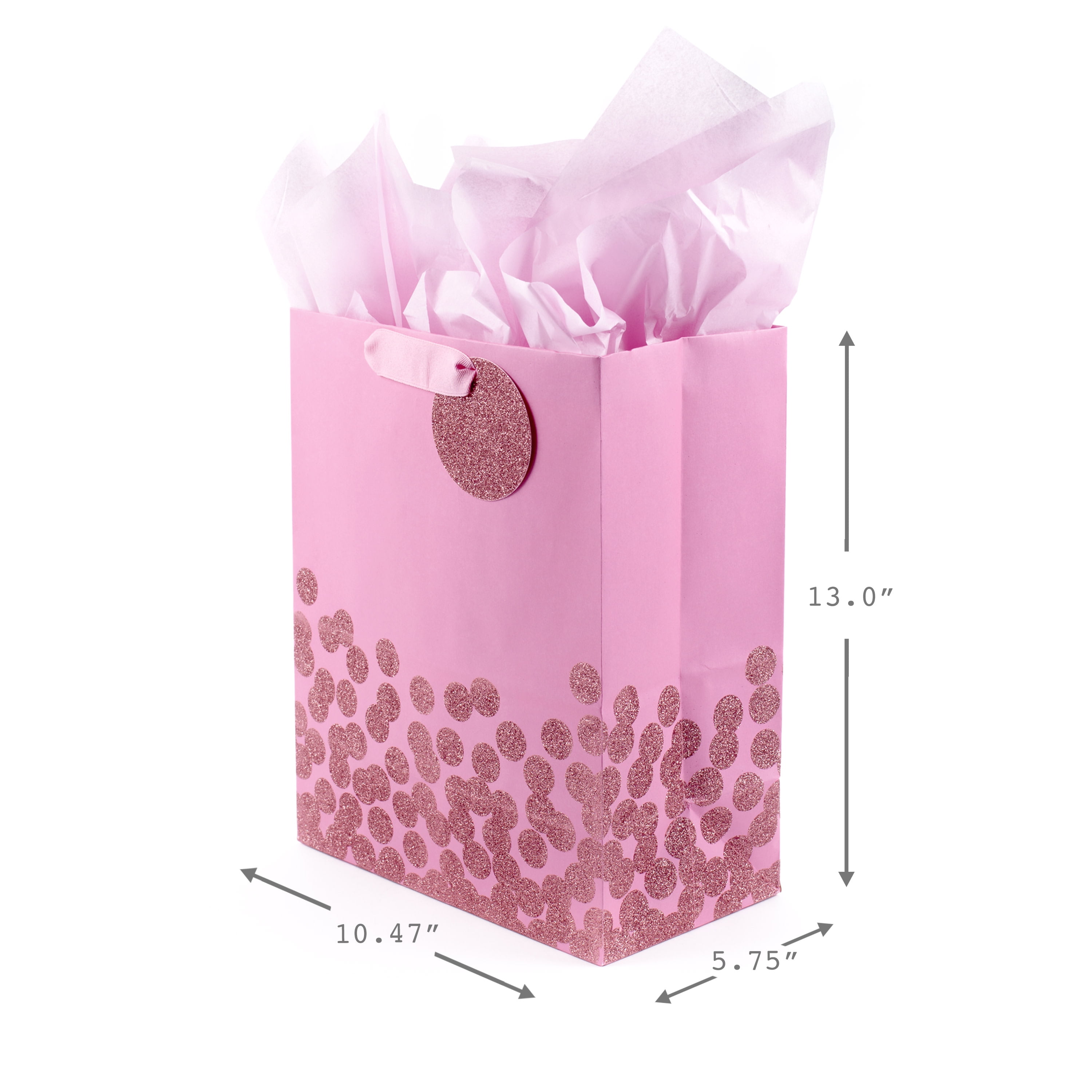 Hallmark 13 Large Gift Bag with Tissue Paper (Gold Foil Dots on Silver) for Engagements, Bridal Showers, Weddings, Graduation, Any Occasion - 1 ct