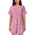 thumbnail image 1 of Vsdgher Pyjama Femme Motif Paillettes Roses 2 Pcs Manches Courtes Ensemble de Nuit, Ensemble de Pyjama Doux d'Été Décontracté, 2 Pcs Pj-4TG, 1 of 6