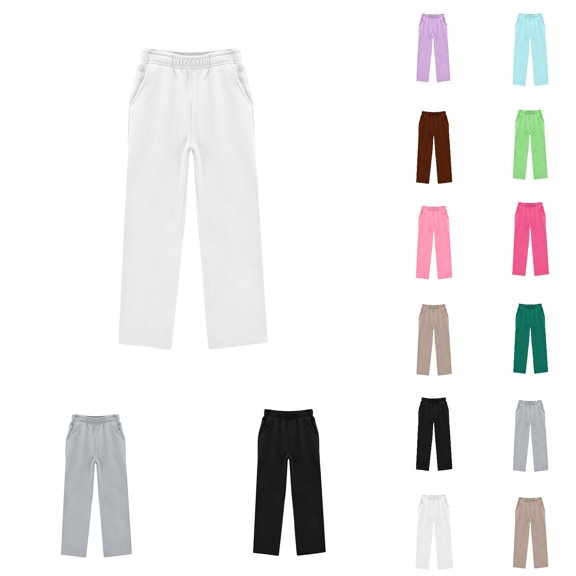 VeFlora Girls Oversized Wide Leg Sweatpants Kids Baggy Sweat Pants for Girls Drawstring Waist Straight Leg Joggers with Pockets(White/7-8 Years)